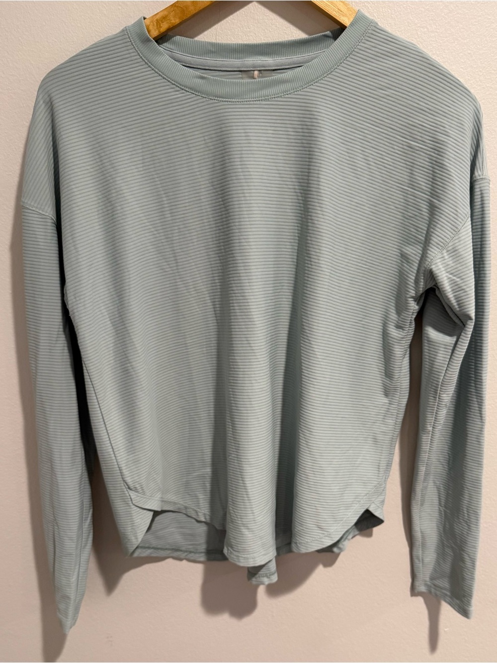 CALIA Rib Long Sleeve Top Sea Foam Green High Low Athleisure Size Small